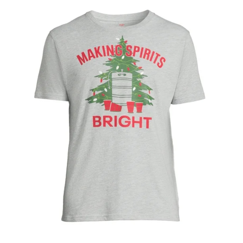 Men's Christmas Keg Spirits Making Spirits Bright Short Sleeve T Shirt 3XL 54-56